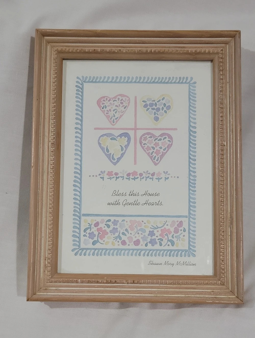 Vintage Graphics Framed Floral Hearts Wall Art 1980's Shawn Mary McMillion